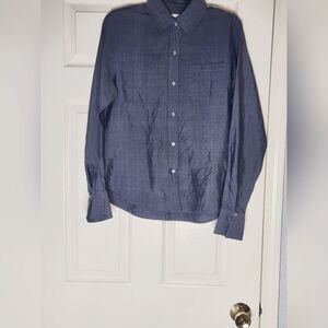 Laura Leigh Ltd 6 100% SILK Gray Longsleeves Pocket Buttons Up Women's Shirt